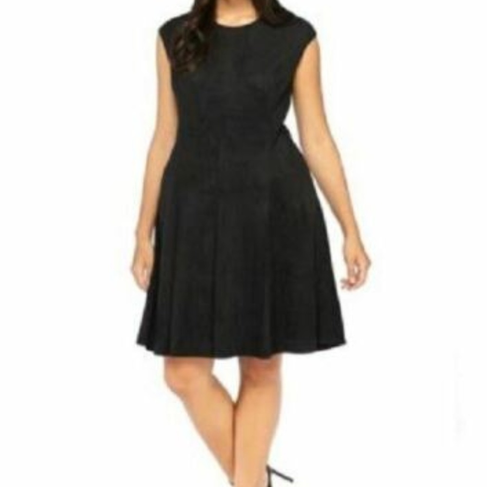 The Limited Black Dress Fit and Flare Faux Suede